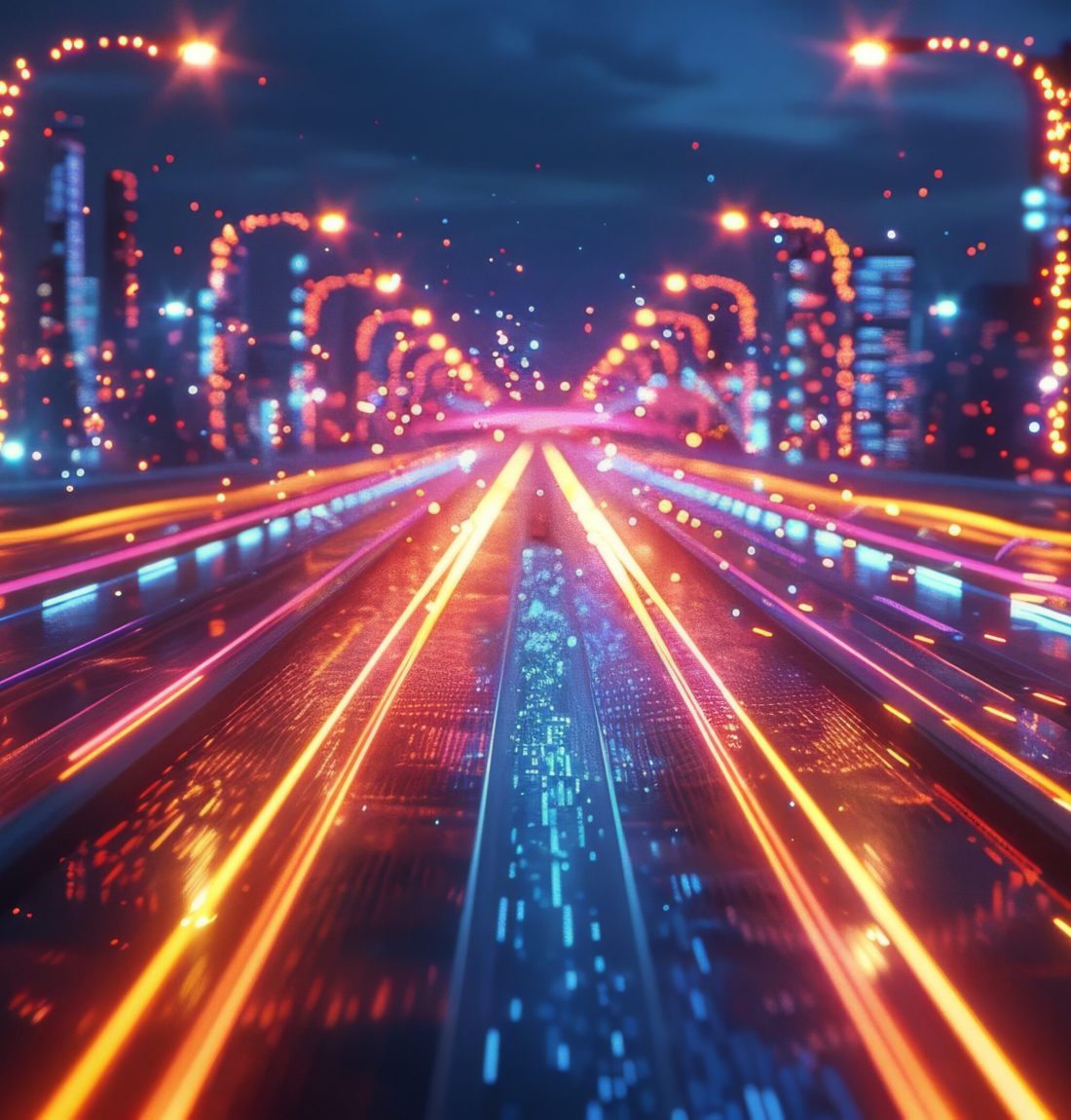 Colorful Lights Filling Tunnel